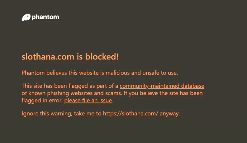 Phantom warning screenshot