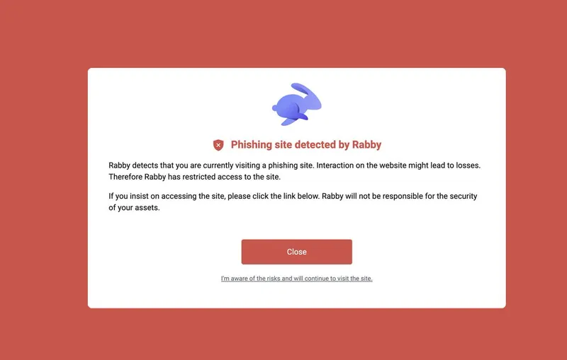 Rabby Wallet warning screenshot